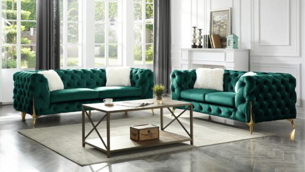 Moderno Living Room 2 Piece Set in Green/Gray