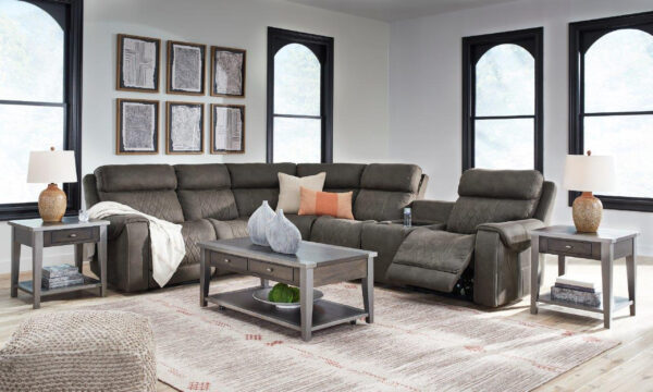 Hoopster 6-Piece Power Reclining Sectional In Gunmetal